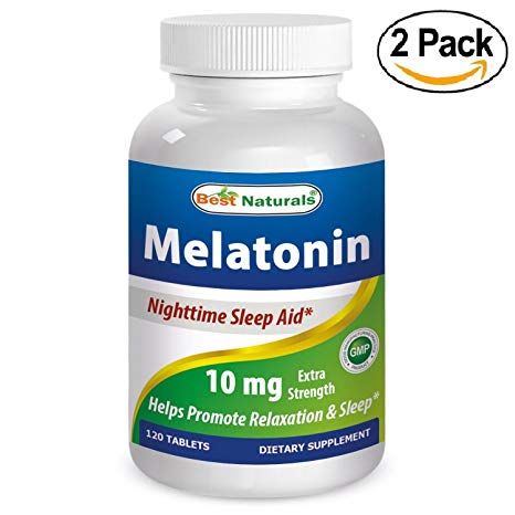 Best Naturals Melatonin 10mg 120 Tablets - Drug-Free Nighttime Sleep Aid - Melatonin for Sleep and Relaxation (Pack of 2)
