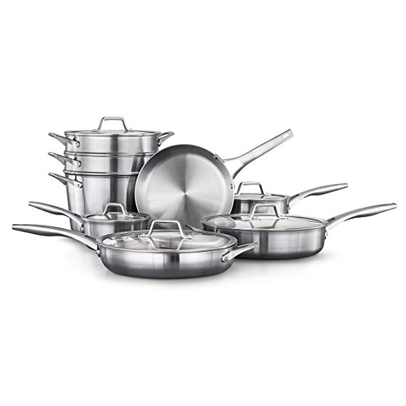 Calphalon 2052666 Premier Stainless Steel 13-Piece Cookware Set, Silver