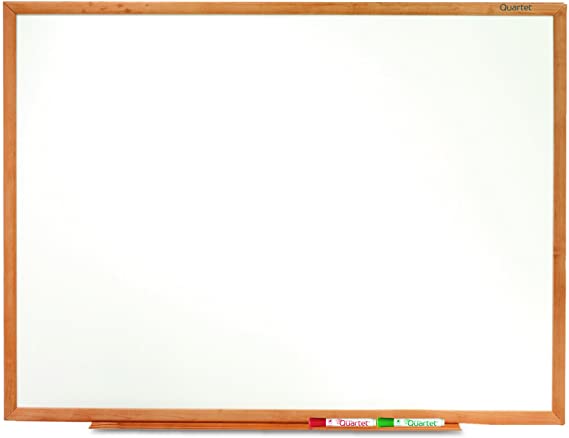 Quartet Whiteboard, Non-Magnetic Dry Erase White Board, 4' x 3', Total Erase, Oak Frame (S574)