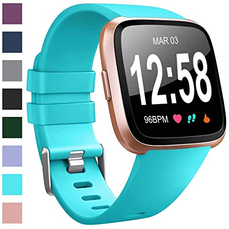 Vancle Bands Compatible with Fitbit Versa Bands for Women Men Rose Gold Silicone Wristbands for Fitbit Versa Bands/Fitbit Versa Lite Bands/Fitbit Versa 2 Bands