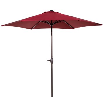Abba Patio 9 Ft Market Outdoor Aluminum Patio Umbrella with Tilt and Crank  100 Polyester Fabric  Red