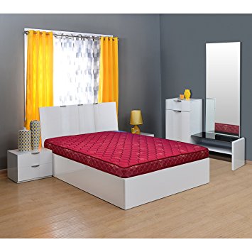 @home by Nilkamal Easy 4-inch Double Size Spring Mattress (Maroon, 75x72x4)