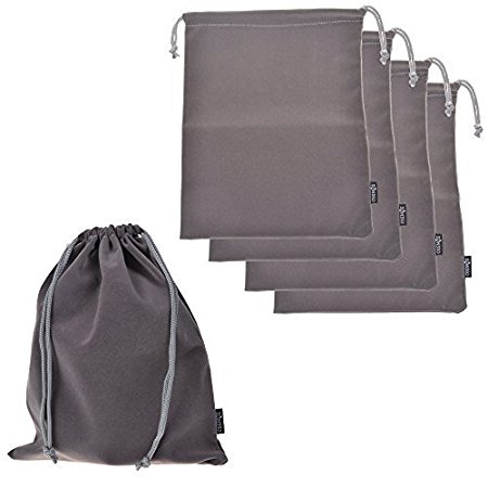 Cosmos ® Set of 5 Premium Gray Travel Carry Drawstring Headphones Pouch Bag (Gray Color)