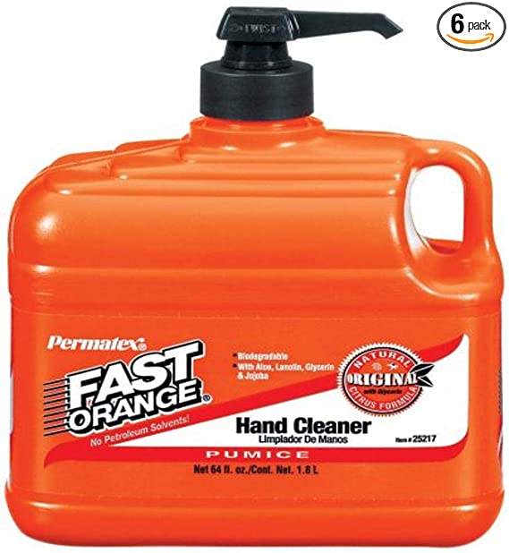 Permatex 25217-6PK Fast Orange Pumice Lotion Hand Cleaner, 1/2 Gallon (Pack of 6)