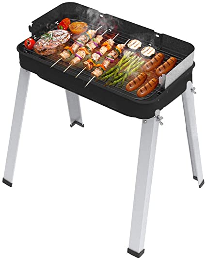 Charcoal BBQ Grill Portable Barbecue Grill Stainless Steel Smoker Grill for 4-5 People Family Garden Camping Picnics Outdoor Party