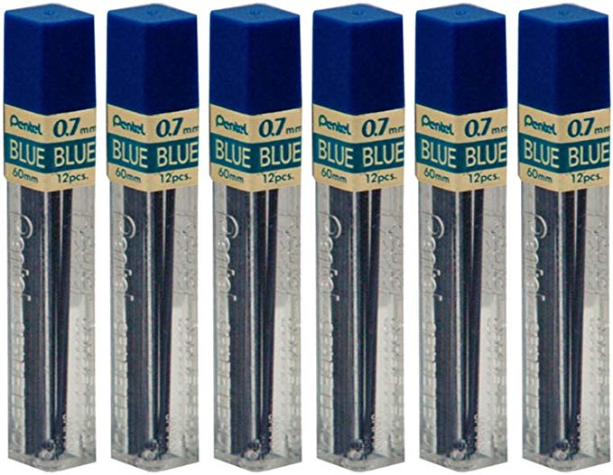 6 Tubes Pentel Ppb7 Blue .7mm Lead 72 Sticks of Blue Lead