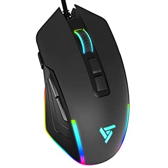 VictSing Gaming Mouse Wired, RGB Mouse Gamer, Fire Button/7 Backlit Mode/8 Programmable Buttons/8000 Dpi Adjustable, Mouse Gaming for Windows Pc Gamer