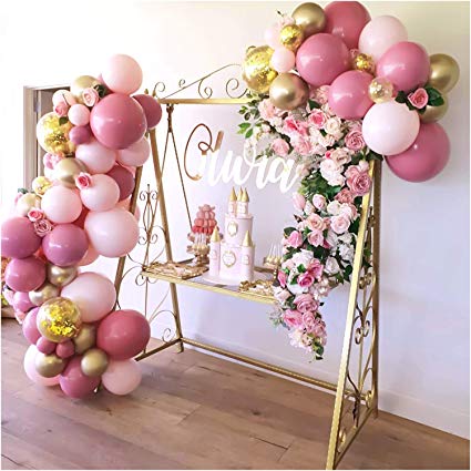Balloon Garland Arch Kit, Pink Gold Confetti Balloons 101 PCS,Pink and Gold Balloons for Parties, Birthday Wedding Party Balloons Decorations, Baby Shower Decorations for Girl Boy