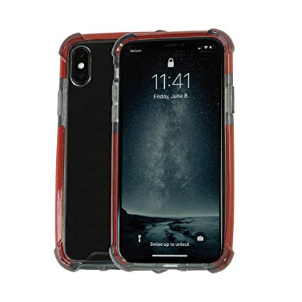 Idea Promo Ultra Clear Case for iPhone X | XS Clear Case, iPhone 10 | 10S, Shock-Absorption and Anti Scratch, Heavy Duty Protective, Reinforced Conner and Rubber Bumper Shockproof (Dark Red)