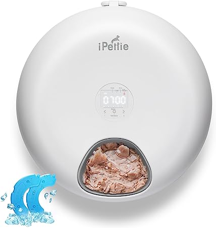 iPettie Donuts Frost 6 Meal Cordless Automatic Pet Feeder, Dry & Wet Food Automatic Cat Feeder with Two Ice Packs, Rechargeable Massive Battery, Programmable Timer, Holds 6 x ½ lb. of Food