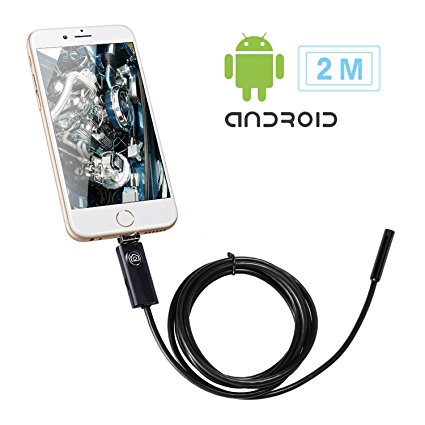 USB Endoscope Inspection Camera ,LESHP 2 In 1 Smartphone Borescope Inspection HD Camera Waterproof 6LED 2.0 Megapixel HD USB Android Borescope with OTG and UVC Function (7.0mm 2M)