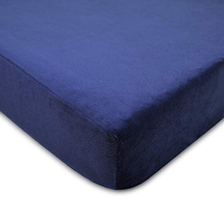 TL Care Heavenly Soft Chenille Fitted Crib Sheet for Standard Crib and Toddler Mattresses, Navy,28 x 52, for Boys