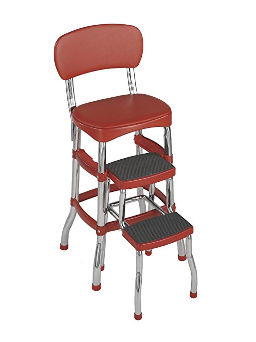 Cosco 11120RED1 Retro Chair/Step Stool, Red