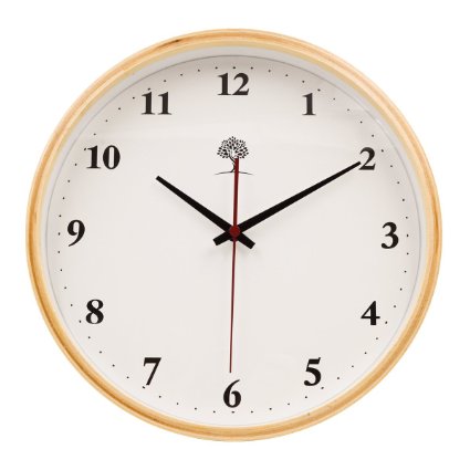 Hippih 10-Inch Digital Wooden Silent Wall Clock, Burlywood-number