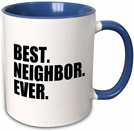 3dRose Best Neighbor Ever Mug, 11 oz, Blue