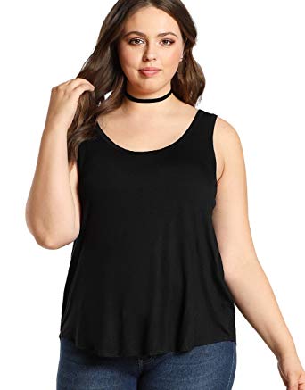 Romwe Women's Plus Size Casual Sleeveless Loose Jersey Basic Tank Top