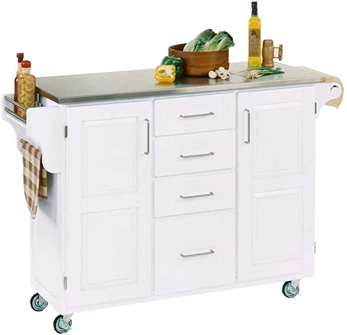 Create-a-cart White 2 Door Kitchen Cart with Stainless Steel Top by Home Styles