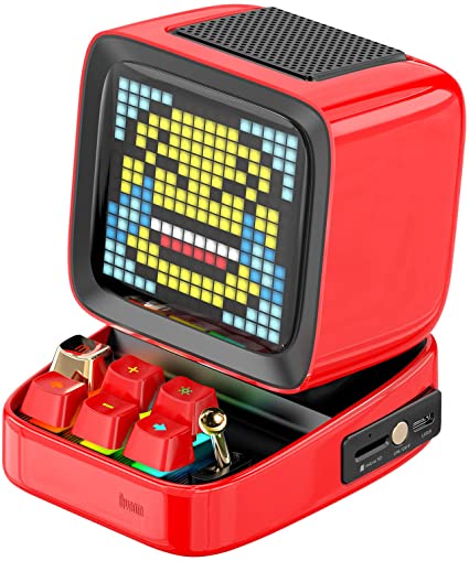 Divoom Ditoo Retro Pixel Art Game Bluetooth Speaker with 16X16 LED App Controlled Front Screen (RED)