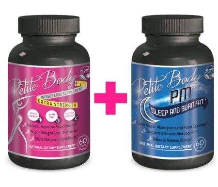 Natural Appetite Suppressant & Fat Burner AM/PM BUNDLE For Extreme Weight Loss That Works (120 Capsules) Fat Burning Diet Pills by Petite Body - Money Back Guaranteed
