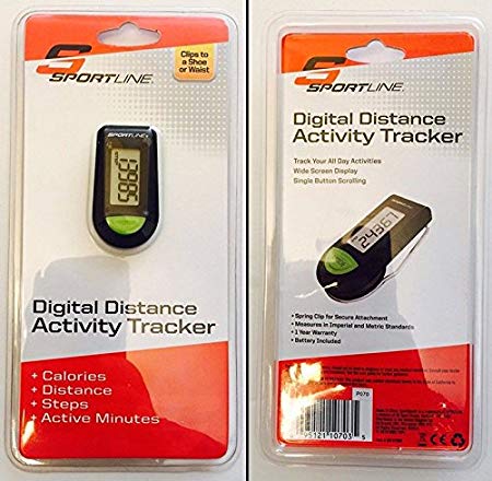 Sportline Digital Distance Tracker Pedometer, Black