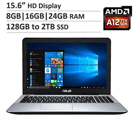 2019 New ASUS X555QA 15.6" Flagship Laptop, AMD A12-9720P Quad core Processor up to 3.6GHz, 8GB|16GB|24GB DDR4 RAM, Up to 2TB SSD, No DVD, Webcam, WiFi, Bluetooth, Windows 10 (Black)