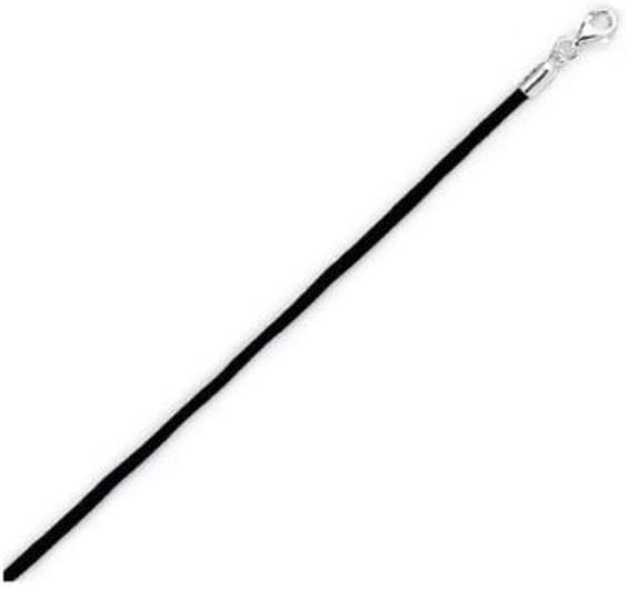 iJewelry2 Black Silk Satin Silver Clasp Cord Chain Necklace 14" 16" 18" 20" 22" 24" 30" 36" 40"