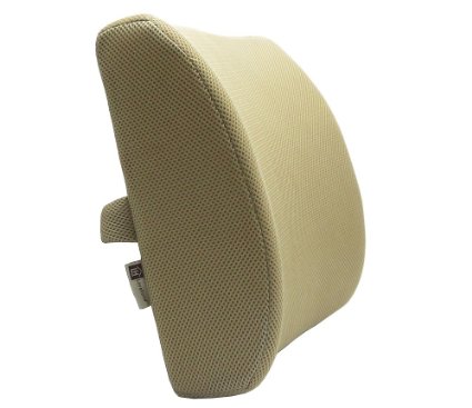 Love Home Memory Foam 3d Ventilative Mesh Lumbar Support Cushion Back Cushion - Alleviates Lower Back Pain - (Camel)