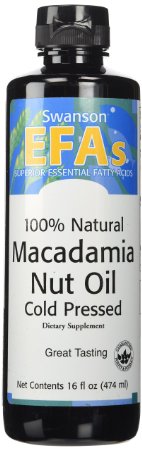 Swanson 100% Natural Macadamia Nut Oil, Cold Pressed 16 fl oz (473 ml) Liquid