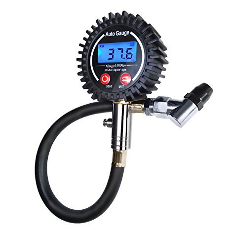 2.5" Accurate Digital Tire Pressure Gauge for Car,Motorcycle,.1PSI Resolution Tire Gauge Digital with 45 Degree Air Chuck and Blue Backlight LCD Display