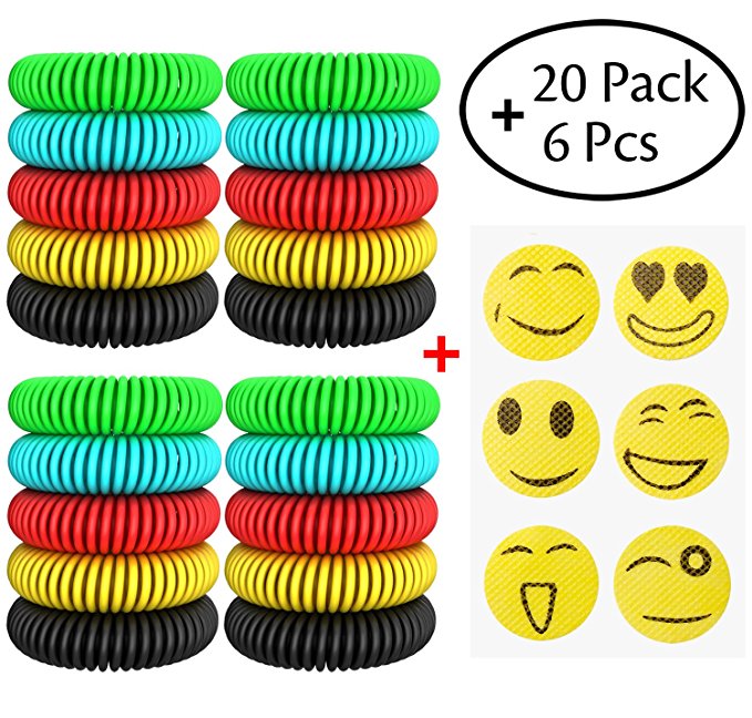 Besteek 20 Pcs Mosquito Repellent Bracelets, Natural Insect & Bug Bands For Kids & Adults Indoor Outdoor Protection