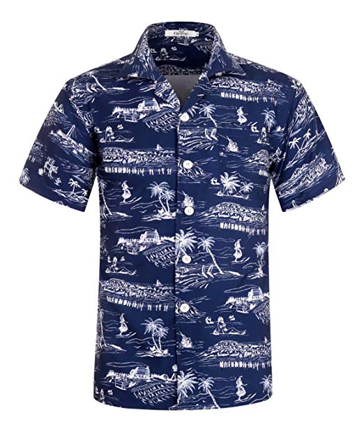 ELETOP Men's Hawaiian Shirt Short Sleeve Aloha Beach Party Shirt Casual Shirt
