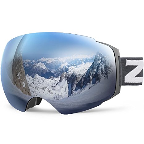 ZIONOR Lagopus X4 Ski Snowboard Goggles Anti-fog Magnet Lens-swapping Tech 100% UV400 Protection Smooth Air-flow Panoramic View Adjustable Strap for Skiing Snowboarding Unisex