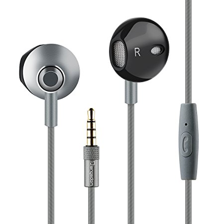 FusionTech® M420 Noise Isolating in Ear Canal Headphones Earphones with Pure Sound and Powerful Bass Remote Control with Microphone for iPhone, iPad, iPod, Samsung Galaxy, Andriod, Sony, HTC , LG, Nokia, MP3 Players (Grey)