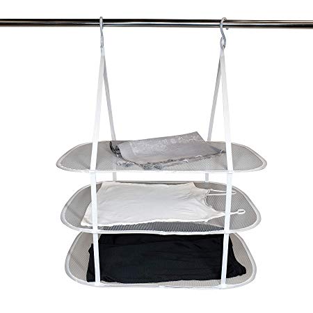 Homz Sweater/Delicates/Swimsuit Dryer, Surface, Grey, Set of 1 Hanging 3 Tier Drying Rack,