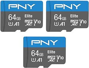 PNY 64GB Elite Mobile Accessories Class 10 U1 V10, A1 microSDHC Flash Memory Card for Mobile Devices - 100MB/s, Full HD, UHS-I, Micro SD 3-Pack