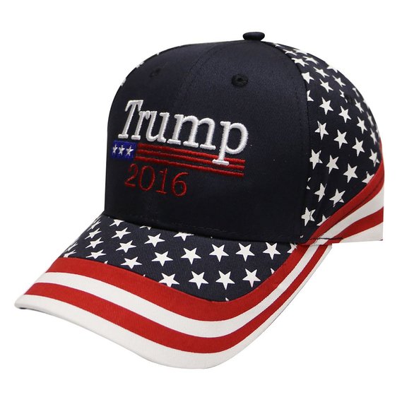 Us01 Trump with American Flag Baseball Cap Navy
