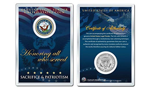 United States NAVY Emblem OFFICIAL JFK Half Dollar U.S. Coin in PREMIUM HOLDER