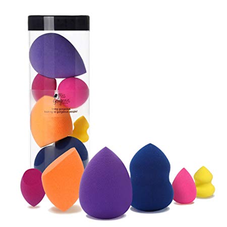 Makeup Sponges, Miss Gorgeous 6 Pcs Beauty Blender Sponge Suitable for Flawless Liquid, Creams, and Powders, 3 Normal Sizes and 3 Mini Sizes
