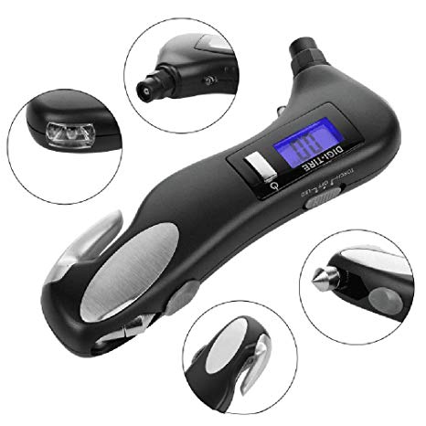 VISLONE Digital Tire Pressure Gauges 150 PSI 4 Settings for Car Truck Bicycle,LCD Screen Dispaly with LED Light Flashlight