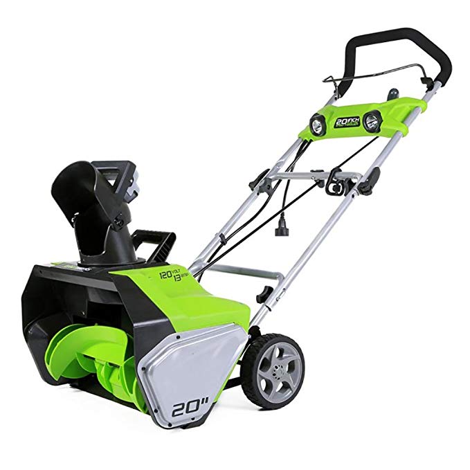 Greenworks 13-Amp 20-Inch Corded Snow Thrower With Dual LED Lights | 2600202