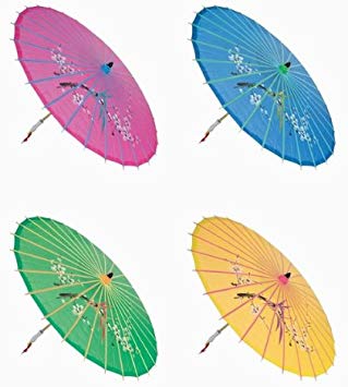 "Assortment or six (6) 30"" Large Asian Silk Umbrella / Parasol"