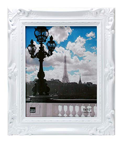 Kiera Grace Virginia Ornate Picture Frame, 8 by 10-Inch, White