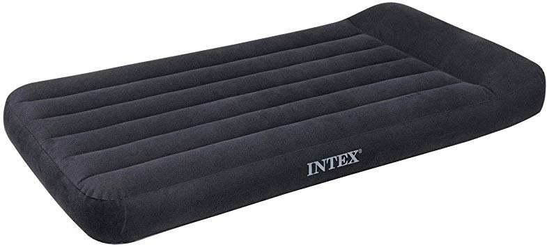 Intex Dura Beam Pillow Rest Classic Blue Standard Airbed w/ Built In Pump, Twin