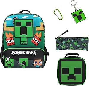 BIOWORLD Unisex Kid's Minecraft Backpack Set (Little Big, Green, OneSize