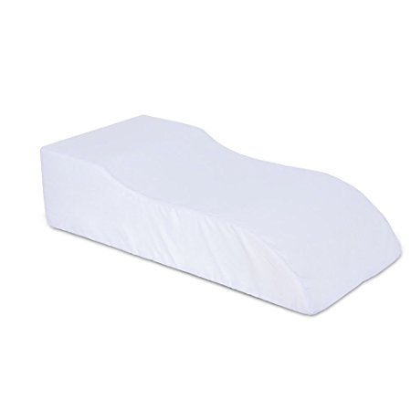 Medical Leg Rest Elevated Leg Pillow Supportive Foam Foot Rest Cushion Bed Wedge Leg Raiser White Polycotton Cover