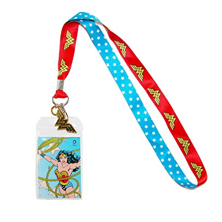 Wonder Woman Lanyard with Metal Badge and ID Holder