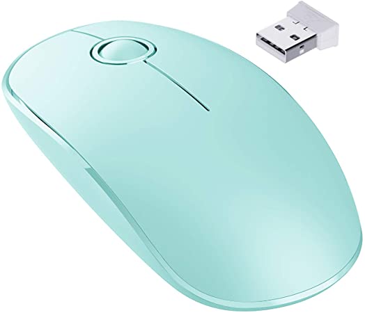 VicTsing 2.4G Slim Wireless Mouse with Nano Receiver, Noiseless and Silent Mouse 24-Month Battery Life with 1600 DPI Wireless Mouse for Laptop, PC,Computer, and MacBook (Mint Green)