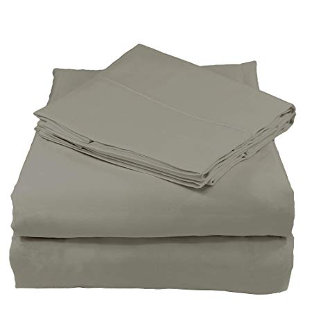 Whisper Organics 100% Organic Cotton Sheet Set, 300 Thread Count - GOTS Certified (Silver, Full)