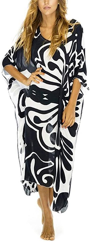 Bsubseach Women's Swimwear Turkish Kaftans Swimsuit Cover up Caftan Beach Long Dress