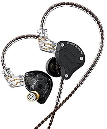 KZ ZS10 Pro, Linsoul 4BA 1DD 5 Driver in-Ear HiFi Metal Earphones with Stainless Steel Faceplate, 2 Pin Detachable Cable (Without Mic, Dark Black)